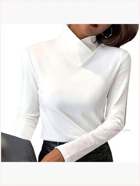 Long Sleeve Turtleneck Tee High Stretch Mock Neck Pullover Shirt